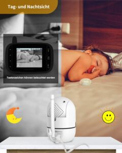 HelloBaby Baby Monitor,Upgrade Baby Monitor with Camera and Night Vision,No Wifi,355°/120° Remote Pan Tilt Camera 2x Zoom, ECO Mode,2-way talk,Up to 1000ft,Temperature 3.2 inch(White)