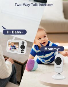 HelloBaby Baby Monitor with Camera and Night Vision, 3.2” Screen, No Wifi | USB Cable, Manually Adjustable Camera, 2-Way Talk, IR Night Vision, VOX Mode, 1000ft Range, Temperature Display, 8 Lullabies HB2438