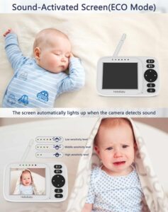 HelloBaby Baby Monitor with Camera and Night Vision, 3.2” Screen, No Wifi | USB Cable, Manually Adjustable Camera, 2-Way Talk, IR Night Vision, VOX Mode, 1000ft Range, Temperature Display, 8 Lullabies HB2438