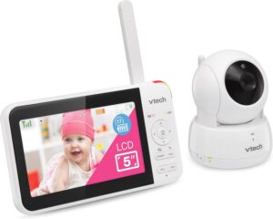 VTech VM924 Video Baby Monitor with Camera, Pan&Tilt, Baby Monitor with 5" LCD Screen,Up to 17 Hrs Battery Life,1.33x Zoom,Night Vision,300m Long Range,Soothing Sounds,2-Way Talk,Secured Transmission