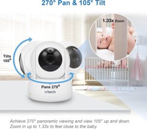 VTech VM924 Video Baby Monitor with Camera, Pan&Tilt, Baby Monitor with 5" LCD Screen,Up to 17 Hrs Battery Life,1.33x Zoom,Night Vision,300m Long Range,Soothing Sounds,2-Way Talk,Secured Transmission